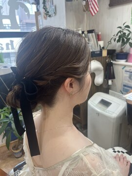 ゆる編みシニヨンアレンジ