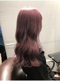 イメチェンピンクベージュアンブレラカラー前髪八王子