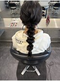 ヘアアレンジ　ヘアセット　編み下ろし