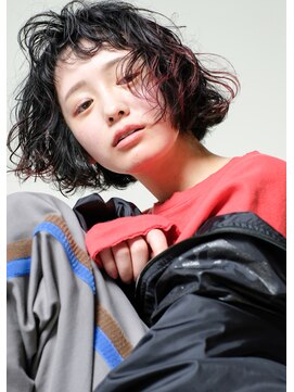 テトヘアー(teto hair) SHORT［赤髪・デザインカラー・ランダムウェーブ］