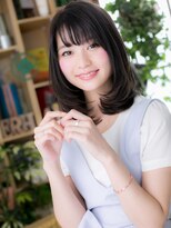 カバーヘア ブリス 戸田公園西口店(COVER HAIR bliss)&nbsp;シースルーバング黒髪レイヤーミディアムc5戸田公園20代30代40代