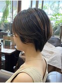 前髪ありショートワンカールパーママッシュショートボブ【池袋】