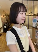 ワンカールボブ切りっぱなし顎下ボブ 京都烏丸
