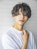 シティ(CITY) フェザーパーマブルーブラックサーフカールスパイキーショート