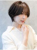 大人可愛い20代30代40代黒髪前下がりショートボブ丸みショート◎