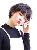 マッシュショート/セミディカール/シアーカラー/ダークアッシュ