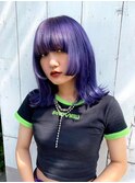デザインカラーレイヤーカットウェットヘア夏オリーブベージュ