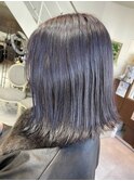 ラベンダーカラーブリーチなしダブルカラーボブ
