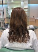 20代30代40代くせ毛風パーマオレンジベージュ