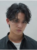 原宿波巻きパーマメンズパーマツイスパセンターパートウルフ30代