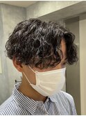 刈り上げセンターパート波巻きスパイラルパーマ h