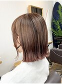 ピンク、毛先少し濃いめピンク、ハイライト、カラー、カット
