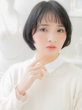 カバーヘア 上尾西口店(COVER HAIR) 黒髪バレイヤージュオン眉ショートボブTb3上尾20代30代40代