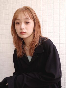 ヨー(Yoh-) 【レイヤーカット/阿部達哉】オレンジ/ブリーチ/ウルフカット