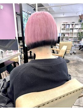 ディーカヘアーセンダイ(Di KA HAIR sendai) pail pink/裾カラー/デザインカラー/ボブ/ブリーチ/ハイトーン