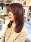 顔まわりレイヤー/小顔カット/ブラウン