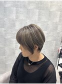 白髪ぼかし/白髪改善カラー/ショート/透明感カラー/脱白髪染め