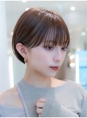 20代30代大人可愛い丸みショートショートボブオリーブベージュ