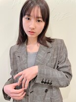 ビュートリアム 福岡(BEAUTRIUM)&nbsp;前髪ありセミディ顔まわり切りっぱなし結べるボブ20代30代40代