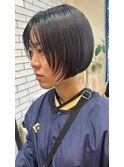 大人可愛い愛され冬ヘアーぷつっとボブ＊ブルーカラー20代