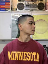 メリケンバーバーショップ フクオカ(MERICAN BARBERSHOP FUK)&nbsp;べリーショートダークアッシュニュアンスパーマ韓国マッシュ