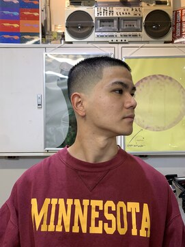 メリケンバーバーショップ フクオカ(MERICAN BARBERSHOP FUK) べリーショートダークアッシュニュアンスパーマ韓国マッシュ