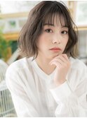 ■ミルクティーアッシュ小顔ゆるふわミディ314戸頭10代20代30代