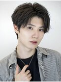 メンズセンターパート束感コンマバング毛流れヘア