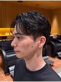 センターパートフェザーパーマニュアンスパーマ