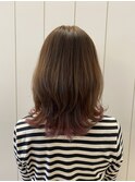 20代30代40代★大人かわいい◎襟足ピンクカラー×外ハネミディ