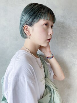 アイティーバイアルバム 下北沢店(IT by ALBUM) ターコイズボブ_アースカラーくびれヘアツートンカラー_48618