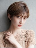 大人可愛い20代30代40代黒髪前下がりショートボブ丸みショート◎