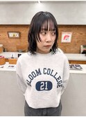 フェイスレイヤー　ボブ　パーマ　ボブパーマ　前髪　ぱっつん