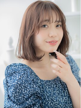 モッズヘア 上尾西口店(mod's hair) 韓国風ミルクティーピンクワンカール丸みボブc5上尾20代30代40代