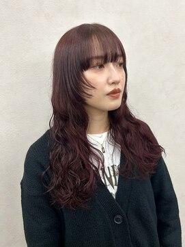 クム 横浜(qumu) 【qumu MARIKO】ブリーチなしワインレッドカラー