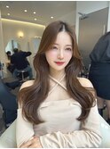 ロングレイヤーミディアムレイヤーカット韓国ヘア顔まわりカット