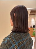 ★切りっぱなしロブ/オリーブベージュ/ワンカラー/秋カラー/銀座