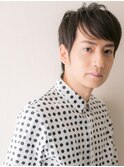 30代40代アッシュブラック七三ビジネス束感メンズショートX草加