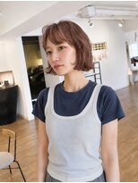 デューク(du c)&nbsp;ミニボブパーマ×ラベンダーアッシュ　【中筋】
