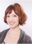 大人可愛いウェーブボブ