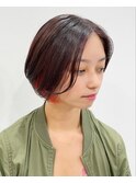 ナチュラルショートボブ　インナーカラー