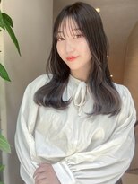 トゥルーズ 梅田店(TLUUS)&nbsp;TLUUS前髪パーマグレーベージュレイヤーロングアッシュカラー