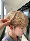 ミルクティーベージュ マッシュ ダブルカラー ケアブリーチ