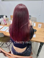 ヘアー アイス 御器所本店(HAIR ICI) 20代30代暖色系ピンクカラー艶感ストレート透明感チェリーレッド