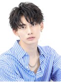 韓国マッシュブルーブラックソフトツイストパーママッシュウルフ