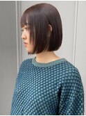 ブリーチなし切りっぱなしボブミディアムレイヤーボブ夏カラー
