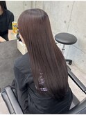 ラベンダーグレージュ×ストレートロングヘア