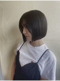 シンプルボブ　縮毛矯正　暗めアッシュ　【妙典/千葉】