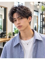 MEN's Baguz MEN'Sカット/ MEN'Sパーマ/ MEN'Sカラー 無造作ウェーブ束感メンズマッシュ韓国風ニュアンスパーマ人気