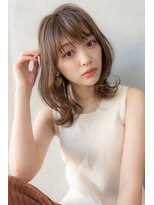 メゾンバイハバナ(maison by HAVANA)&nbsp;大人かわいいフェザーバングカーキグレージュミディアムウルフ